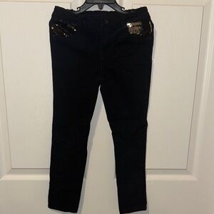 Kids' Black Pants with sequin pockets.